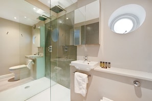 Dusche, Haartrockner, HandtĂŒcher, Seife