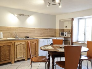 Fridge, microwave, dishwasher