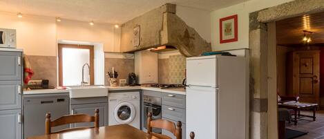 Fridge, microwave, dishwasher