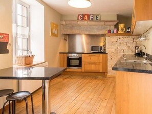 Fridge, microwave, dishwasher