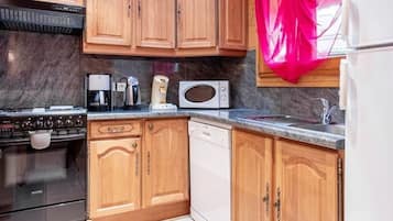 Fridge, microwave, dishwasher