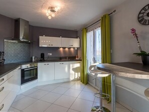 Fridge, microwave, dishwasher