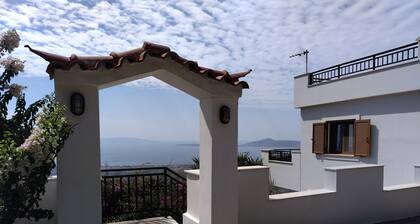 Tranquil house in hillside Greek village with panoramic sea views!