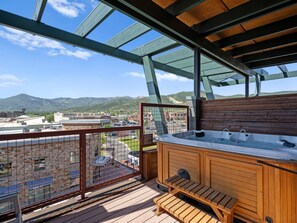 Outdoor spa tub - Newpark 403 | Private Hot Tub | Kitchenette | Olympic Park & Mountain Views | Fireplace | Top Floor (Park City)