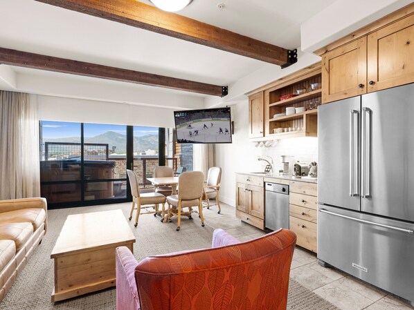 Fireplace - Newpark 304-A | Private Hot Tub | Kitchenette | Olympic Park & Mtn View | Fireplace | Pool & Hot Tub (Park City)