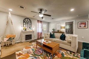 TV, fireplace, offices
