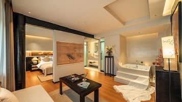 Deluxe tweepersoonskamer, uitzicht op tuin | Individueel gedecoreerd, verduisterende gordijnen, geluiddichte muren