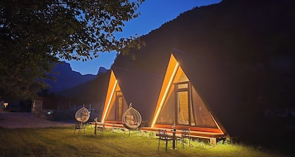 Private Lodge mit 360°-Blick – romantisch, ruhig&mitten in den albanischen Alpen