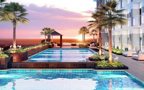 Apartamento, 2 habitaciones, vistas a la ciudad | Piscina | Una piscina cubierta