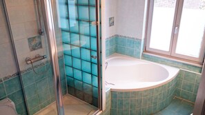 Eco-friendly toiletries, hair dryer, towels, soap