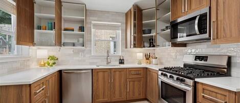 Microwave, oven, stovetop, dishwasher