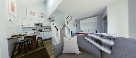 Standard Apartment, 2 Bedrooms, Balcony, Mountain View | Living area | 43-inch flat-screen TV with cable channels