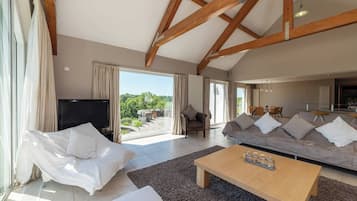 Smart TV, fireplace, table tennis, books