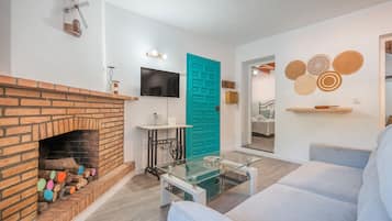 TV, fireplace