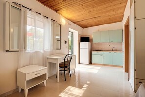 Fridge, stovetop, cookware/dishes/utensils