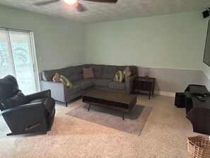 Smart TV, DVD player, video library, stereo