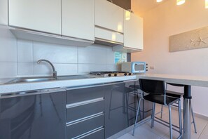 Kühlschrank, Herdplatte, Geschirrspüler, Kochgeschirr/Geschirr/Besteck