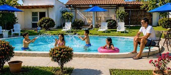 Private Beach Villa 2 min Walk to the Waves/Your own pool/BBQ/Family House