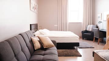 Family Quadruple Room, Multiple Beds, Partial Sea View | Desk, blackout drapes, iron/ironing board, free WiFi