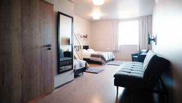 Desk, blackout drapes, iron/ironing board, free WiFi