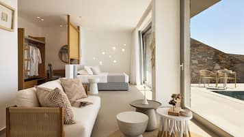 Superior Suite Private Pool, Sea View | 起居区 | 平板电视、Netflix、流媒体服务