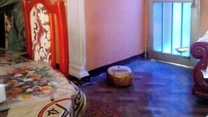 A room with a bed, a chair, a door, and a window. - Birhan Guest House (Addis Ababa)