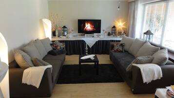 TV, DVD player, stereo