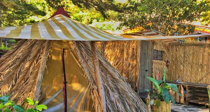 The Glamping, studio tent with bathroom, extra kitchen room, terrace.