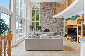 Smart TV, fireplace, foosball, table tennis