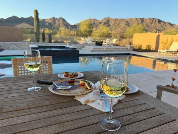 Piscine extérieure, piscine chauffée