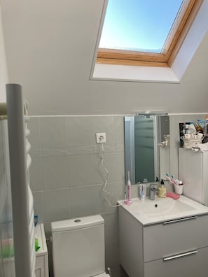 Douche, sèche-cheveux