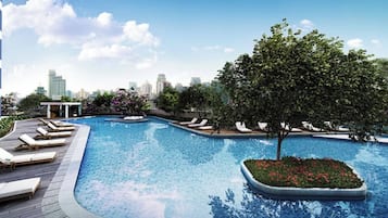 Apartamento, 1 habitación, piscina privada, vistas a la ciudad | Piscina | Una piscina al aire libre