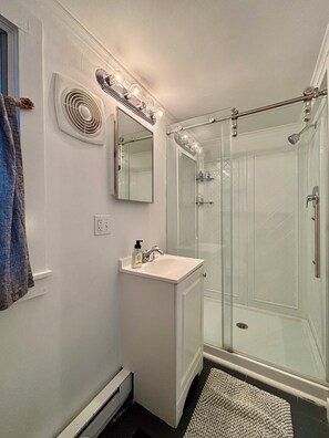 シャワー、タオル、石鹸、トイレットペーパー