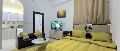 1 habitación, tabla de planchar con plancha, wifi y ropa de cama