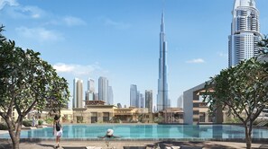 Pool -  Dreamy Apt w/ Pool Burj view 2 Min Walk to Mall (Dubai)