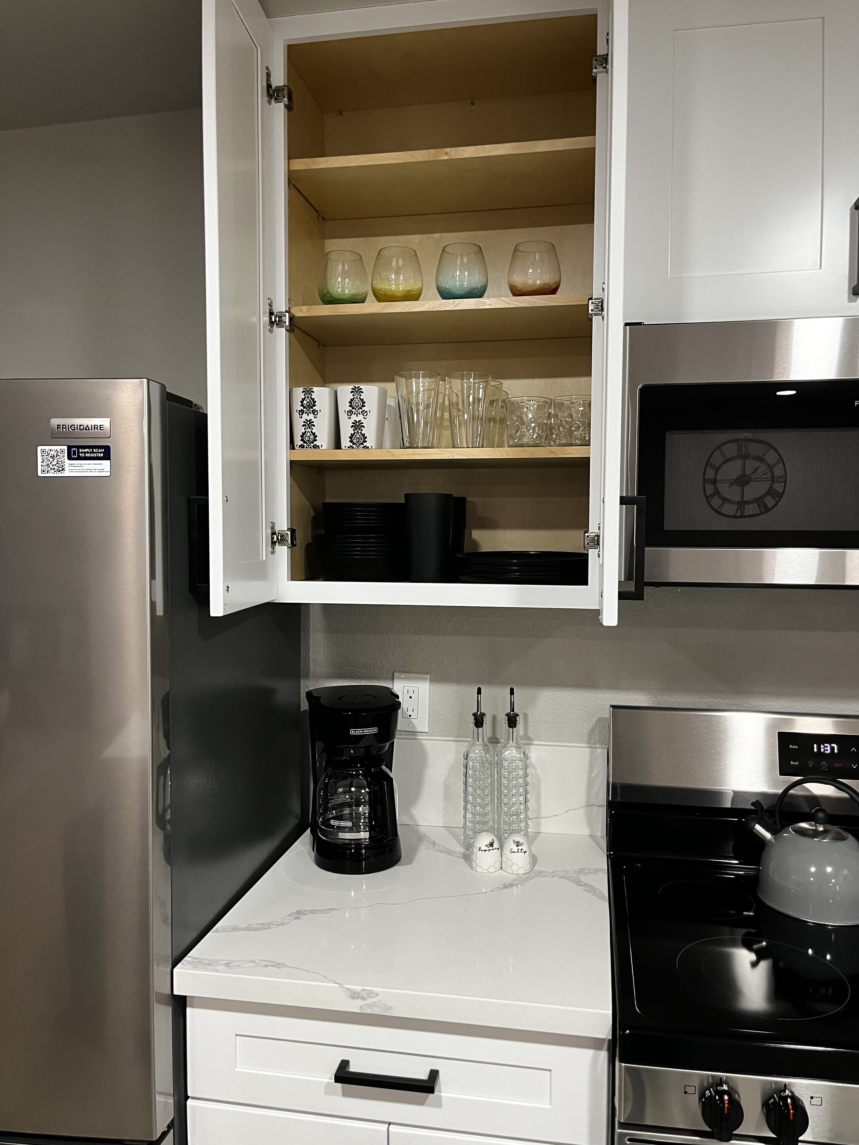 Microwave, oven, stovetop, dishwasher