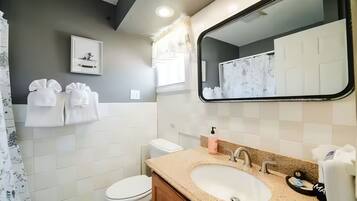 Serviettes fournies, savon, shampoing, papier toilette