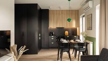 Apartment, 2 Bedrooms, Balcony | Private kitchen | Full-sized fridge, microwave, stovetop, dishwasher