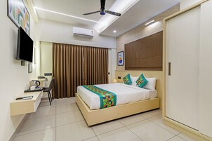 Blackout curtains, iron/ironing board