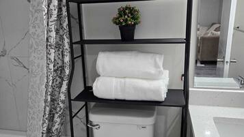 Towels, soap, toilet paper