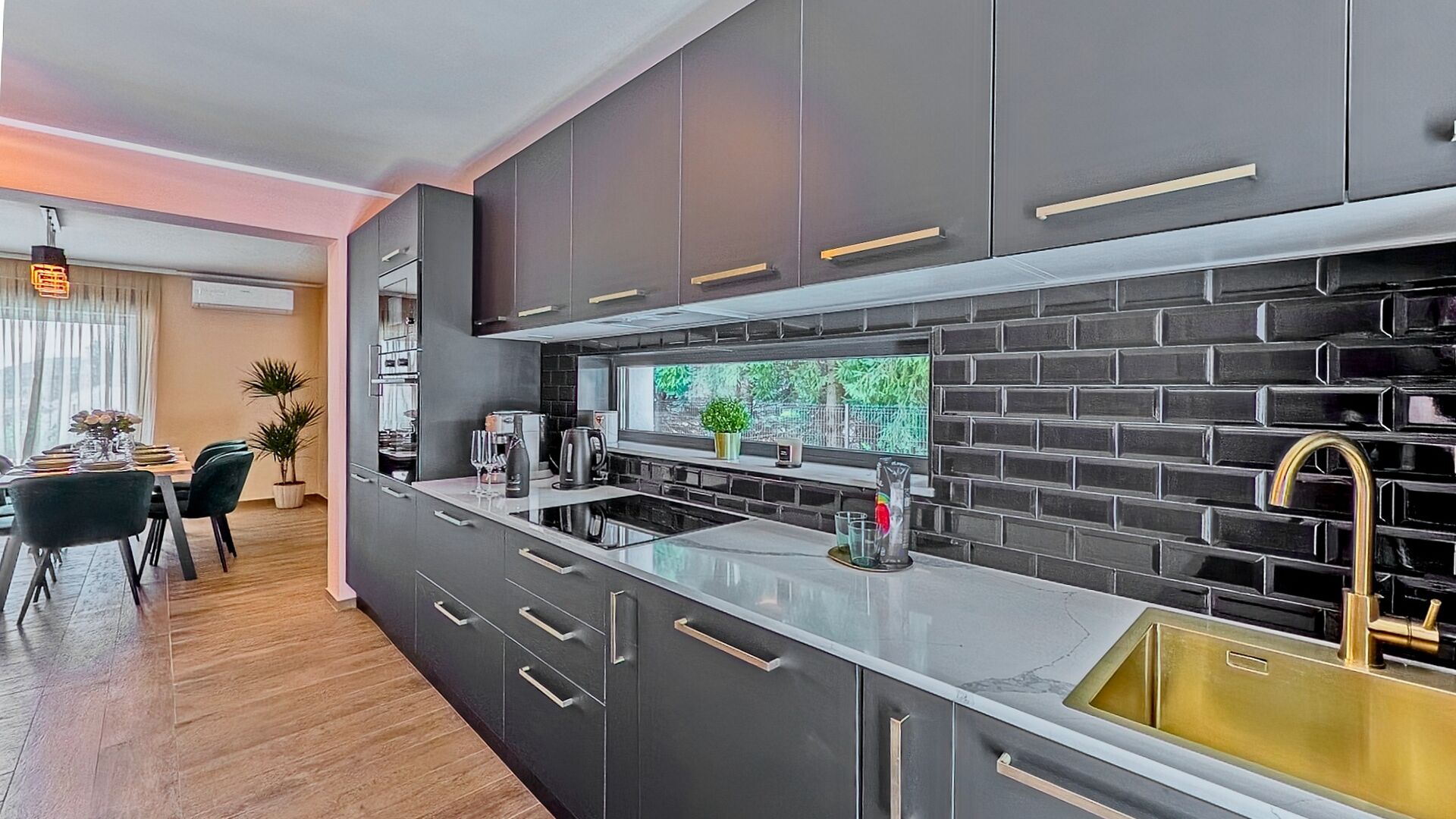 Fridge, microwave, oven, dishwasher