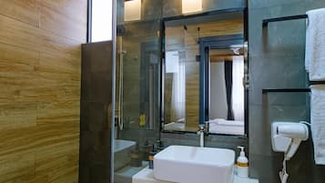 Superior Double or Twin Room | Bathroom | Shower, hair dryer, slippers, towels