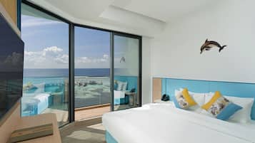 Habitación doble Premium de uso individual, vista al océano | Caja de seguridad en la habitación y escritorio