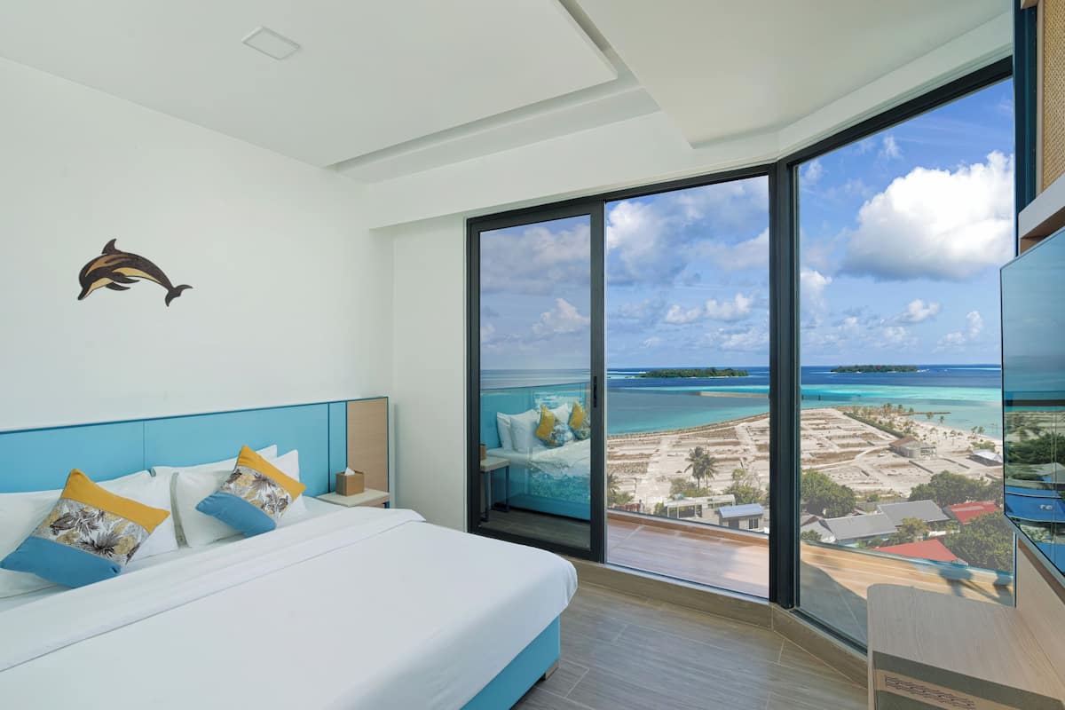 Chambre Double « Premier » pour 1 personne, vue plage | Coffres-forts dans les chambres, bureau