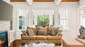 TV, fireplace, video games, books