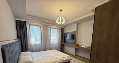 Modern 1+1 Daire - Otel konforunda eşyalı ve mutfaklı geniş alanlı daire