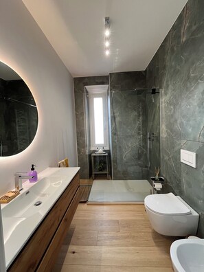 Dusche, Haartrockner, Bidet, Handtücher