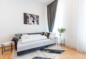 Design Apartment, Pets allowed, City View | Living area | 43-inch Smart TV with digital channels - Ferris Wheel by Christiano Apartments (Vienna)