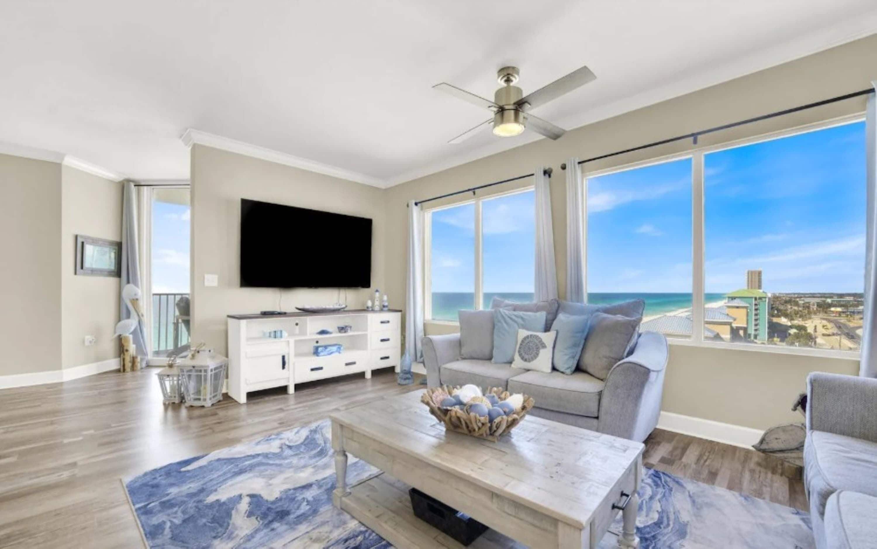 Condo, Multiple Beds, Balcony, Ocean View (Sapphire Shores) | Living area | 65-inch flat-screen TV with digital channels