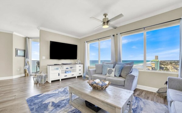 Condo, Multiple Beds, Balcony, Ocean View (Sapphire Shores) | Living area